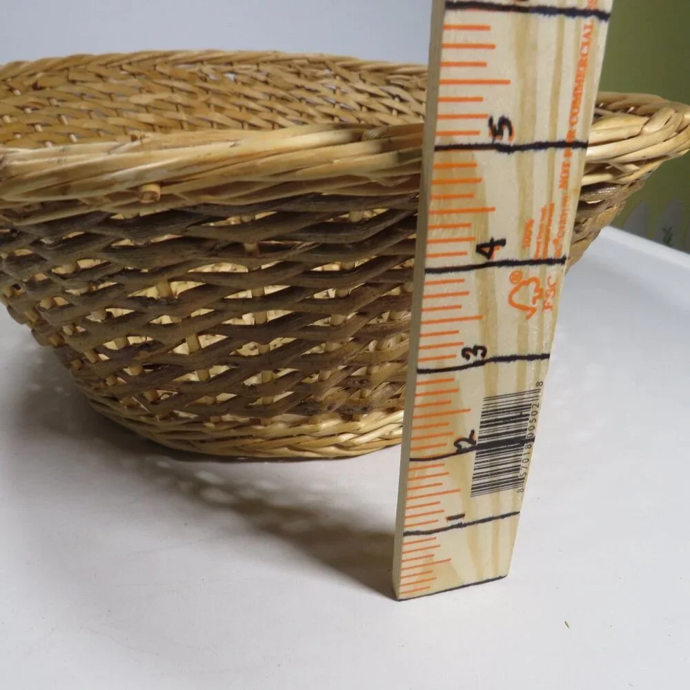 blonde wicker cane natural basket (Large Bread or Fruit or Mail Basket) two tone